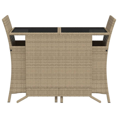 3-tlg. Bistro-Set mit Kissen Beigemischung Poly Rattan