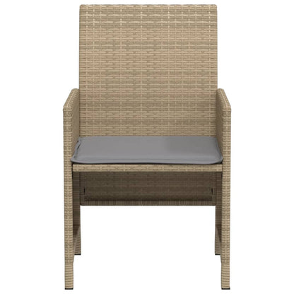 3-tlg. Bistro-Set mit Kissen Beigemischung Poly Rattan