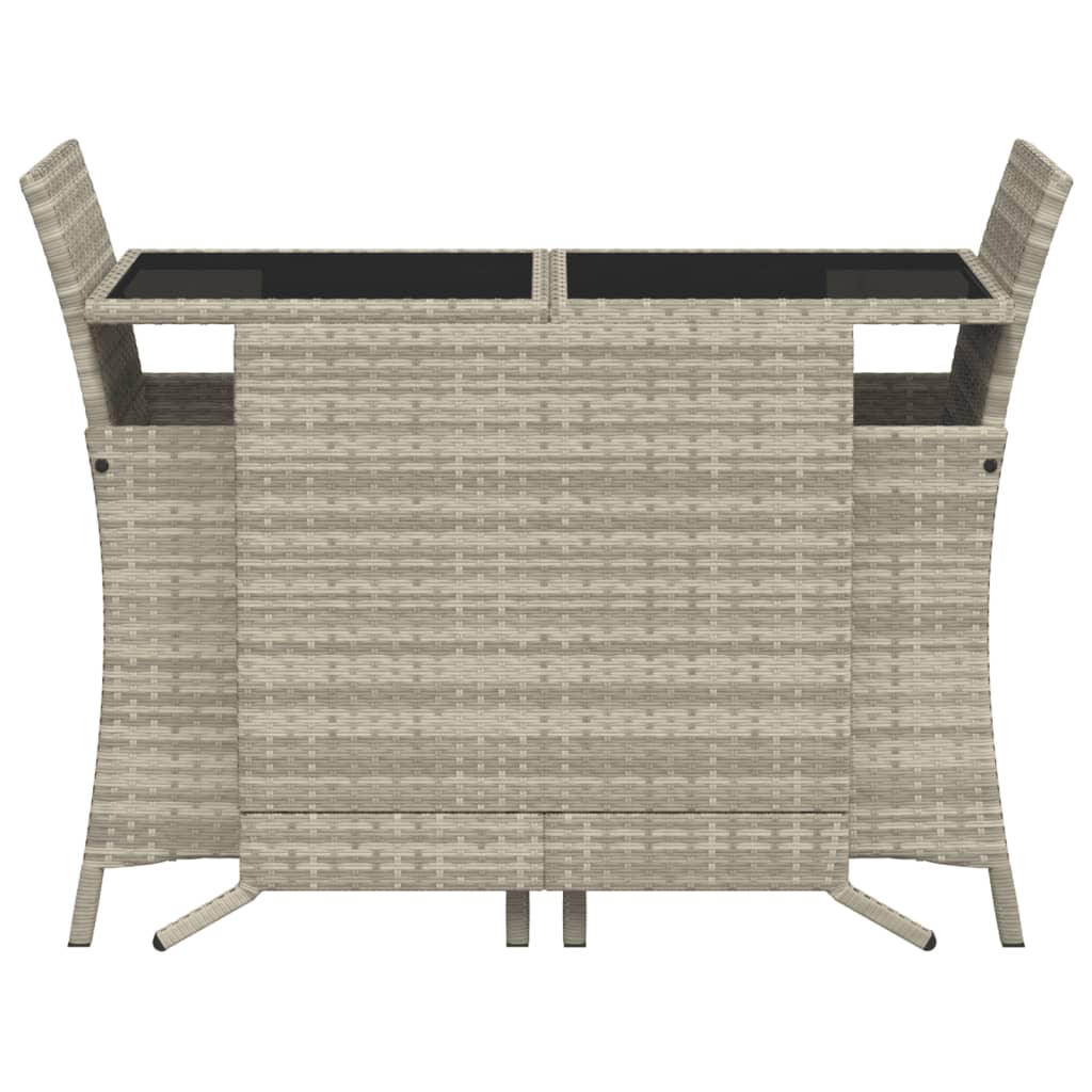 3-tlg. Bistro-Set mit Kissen Hellgrau Poly Rattan