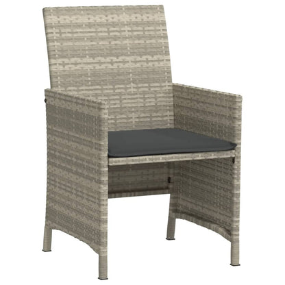 3-tlg. Bistro-Set mit Kissen Hellgrau Poly Rattan