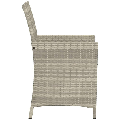 3-tlg. Bistro-Set mit Kissen Hellgrau Poly Rattan