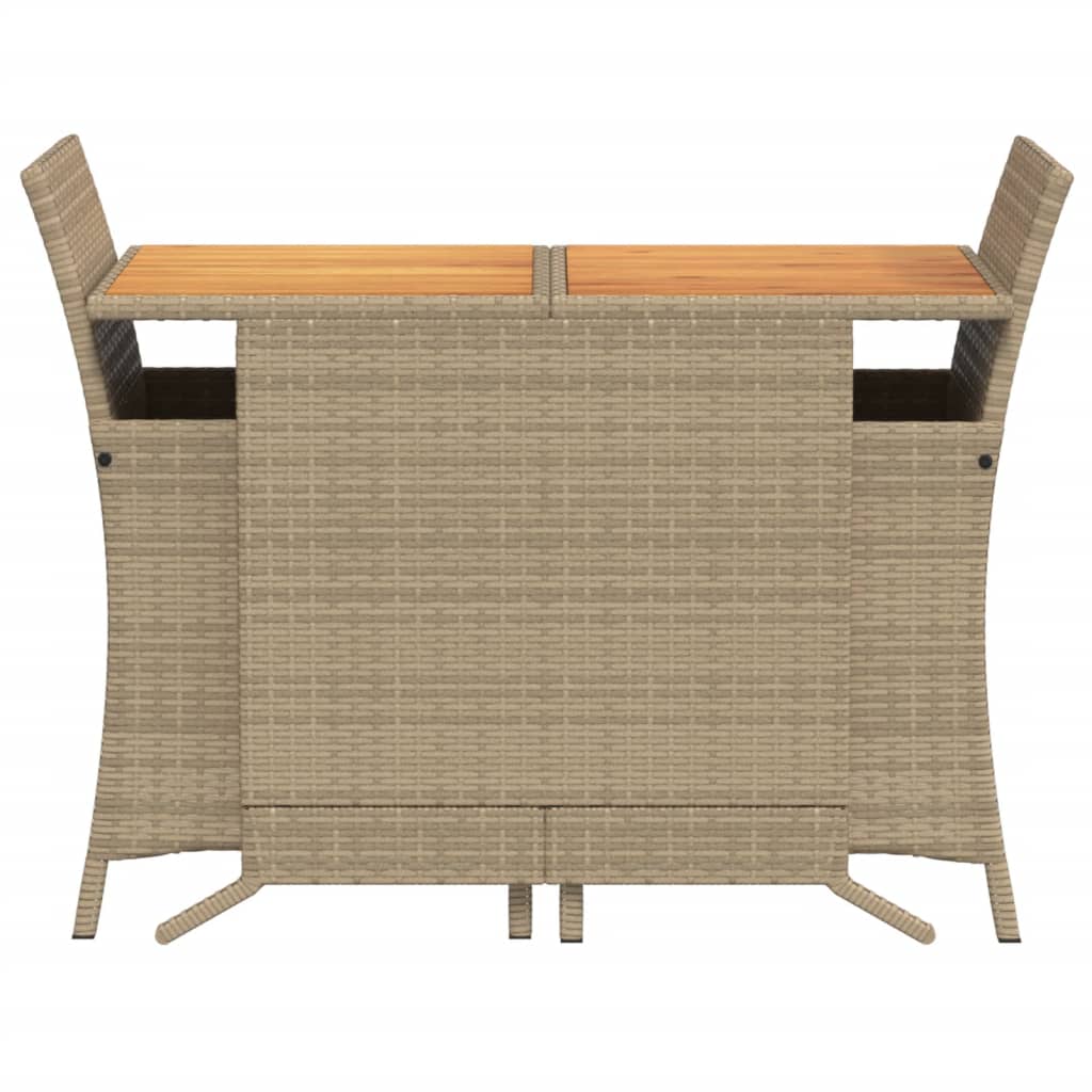 3-tlg. Bistro-Set mit Kissen Beige Poly Rattan