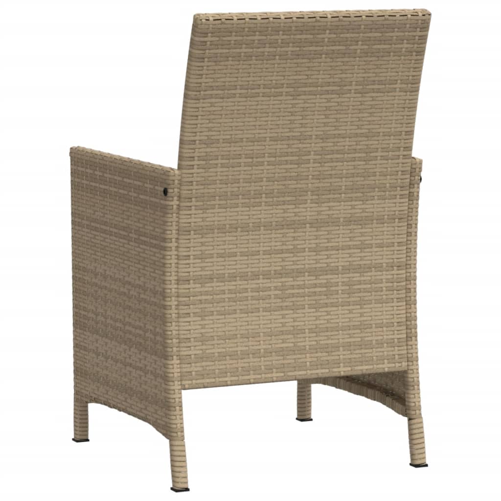 3-tlg. Bistro-Set mit Kissen Beige Poly Rattan