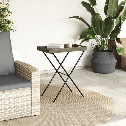 Tabletttisch Klappbar Grau 65x40x75 cm Poly Rattan