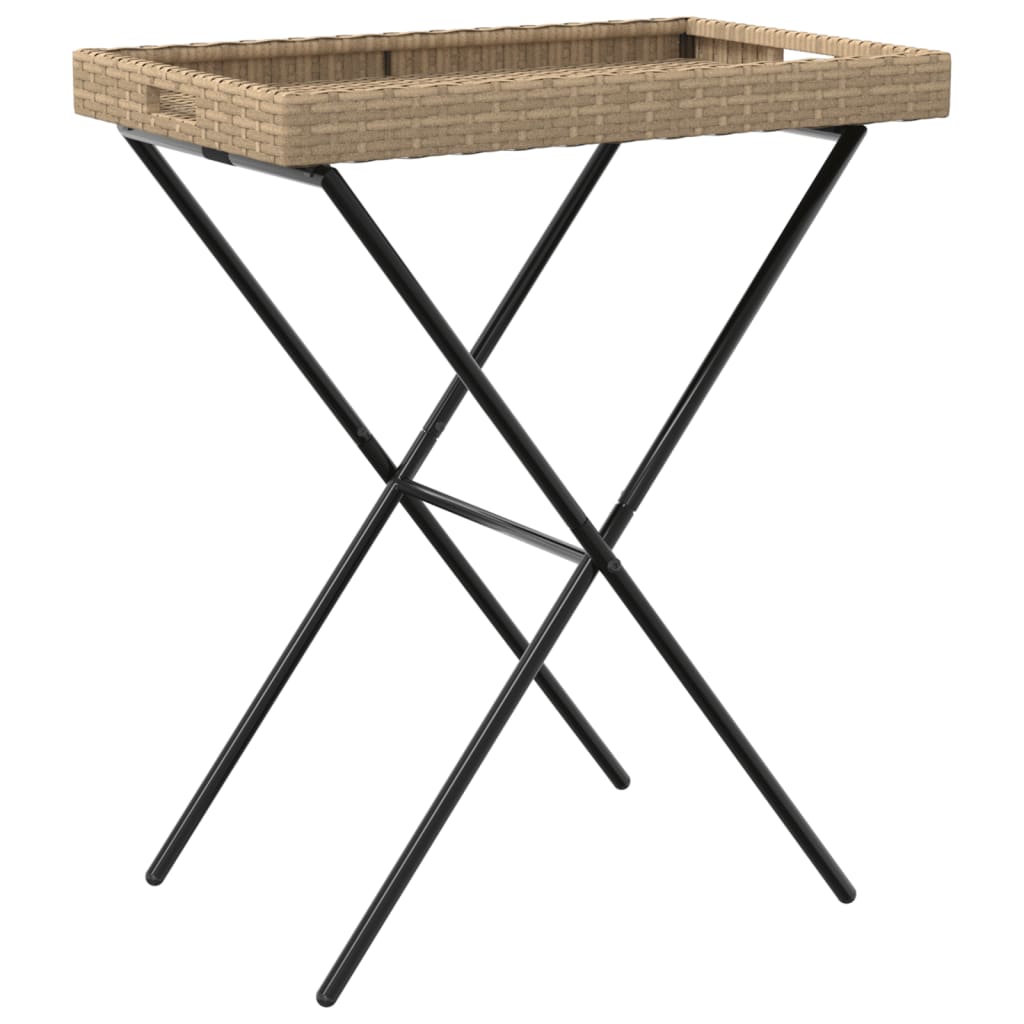 Tabletttisch Klappbar Beige 65x40x75 cm Poly Rattan