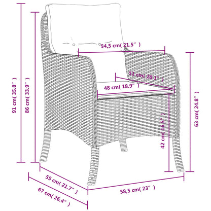 Gartenstühle mit Kissen 2 Stk. Schwarz Poly Rattan