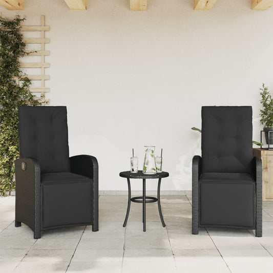 Gartensessel mit Fußteil 2 Stk. Verstellbar Schwarz Poly Rattan