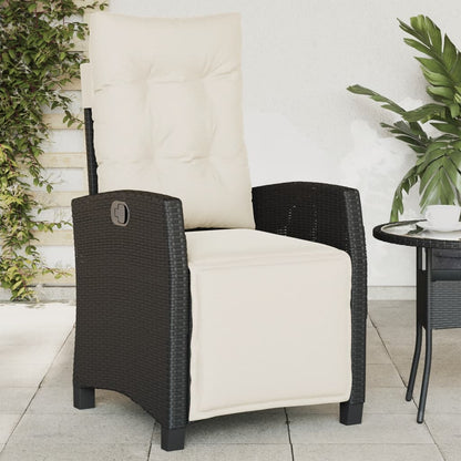 Gartensessel mit Fußteil 2 Stk. Verstellbar Schwarz Poly Rattan