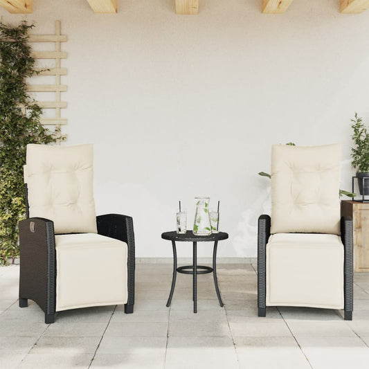 Gartensessel mit Fußteil 2 Stk. Verstellbar Schwarz Poly Rattan