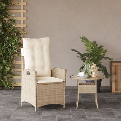 Gartensessel mit Kissen Verstellbar Beige Poly Rattan