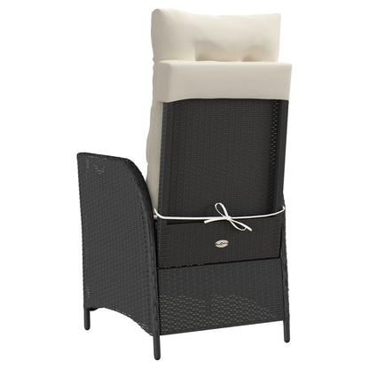 Gartensessel mit Kissen 2 Stk. Verstellbar Schwarz Poly Rattan