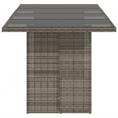 Gartentisch mit Glasplatte Grau 190x80x74 cm Poly Rattan