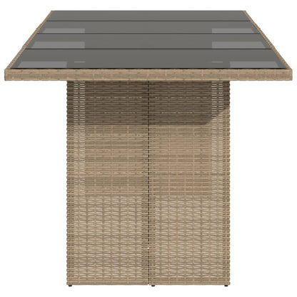 Gartentisch mit Glasplatte Beige 190x80x74 cm Poly Rattan