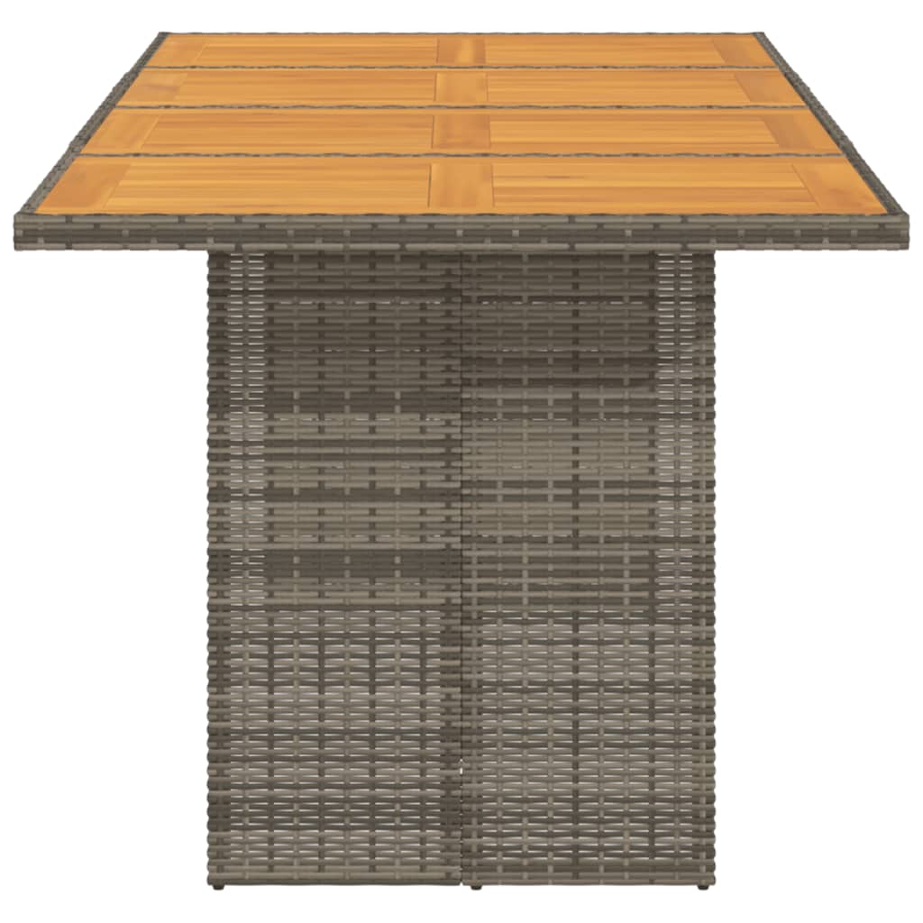 Gartentisch mit Akazienholz-Platte Grau 190x80x74cm Poly Rattan