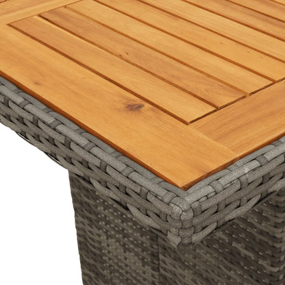 Gartentisch mit Akazienholz-Platte Grau 190x80x74cm Poly Rattan