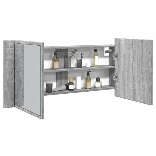 LED-Spiegelschrank Grau Sonoma 100x12x45 cm