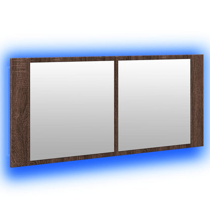 LED-Spiegelschrank Braun Eichen-Optik 100x12x45 cm