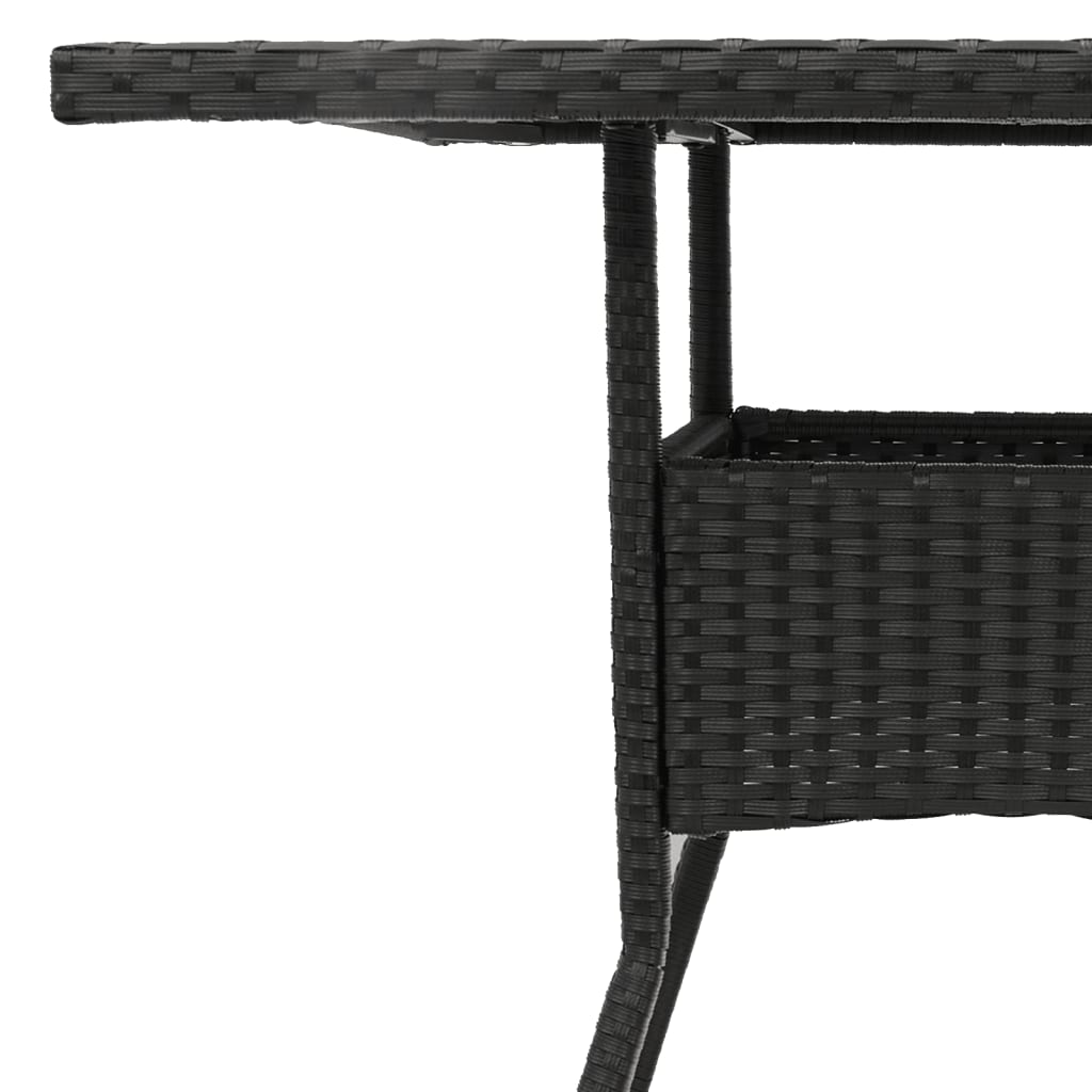 Gartentisch mit Glasplatte Schwarz 80x80x75 cm Poly Rattan