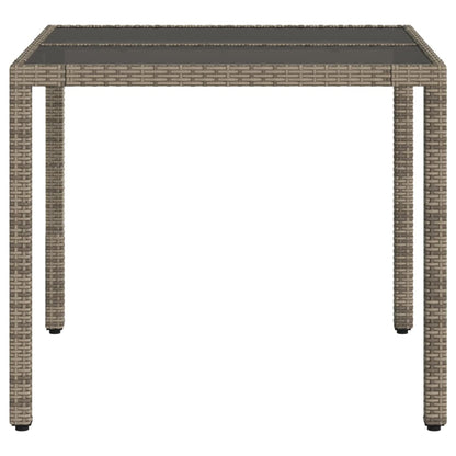 Gartentisch mit Glasplatte Grau 90x90x75 cm Poly Rattan