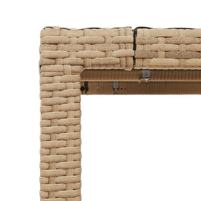 Gartentisch mit Glasplatte Beige 90x90x75 cm Poly Rattan