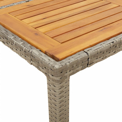 Gartentisch mit Akazienholz-Platte Grau 90x90x75 cm Poly Rattan