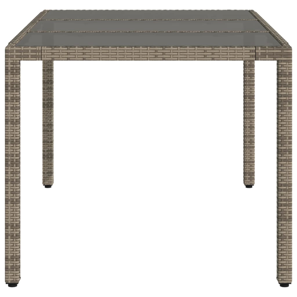 Gartentisch mit Glasplatte Grau 150x90x75 cm Poly Rattan