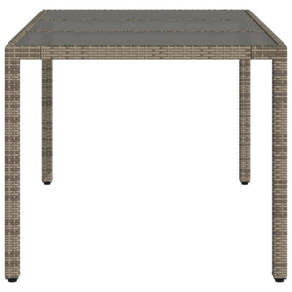 Gartentisch mit Glasplatte Grau 150x90x75 cm Poly Rattan