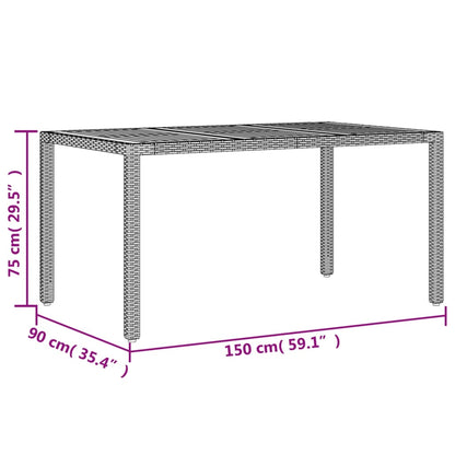 Gartentisch mit Akazienholz-Platte Schwarz Poly Rattan