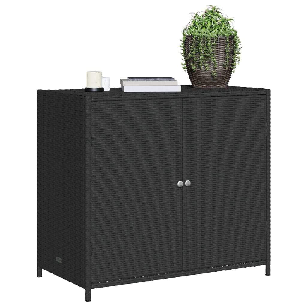 Gartenschrank Schwarz 83x45x76 cm Poly Rattan