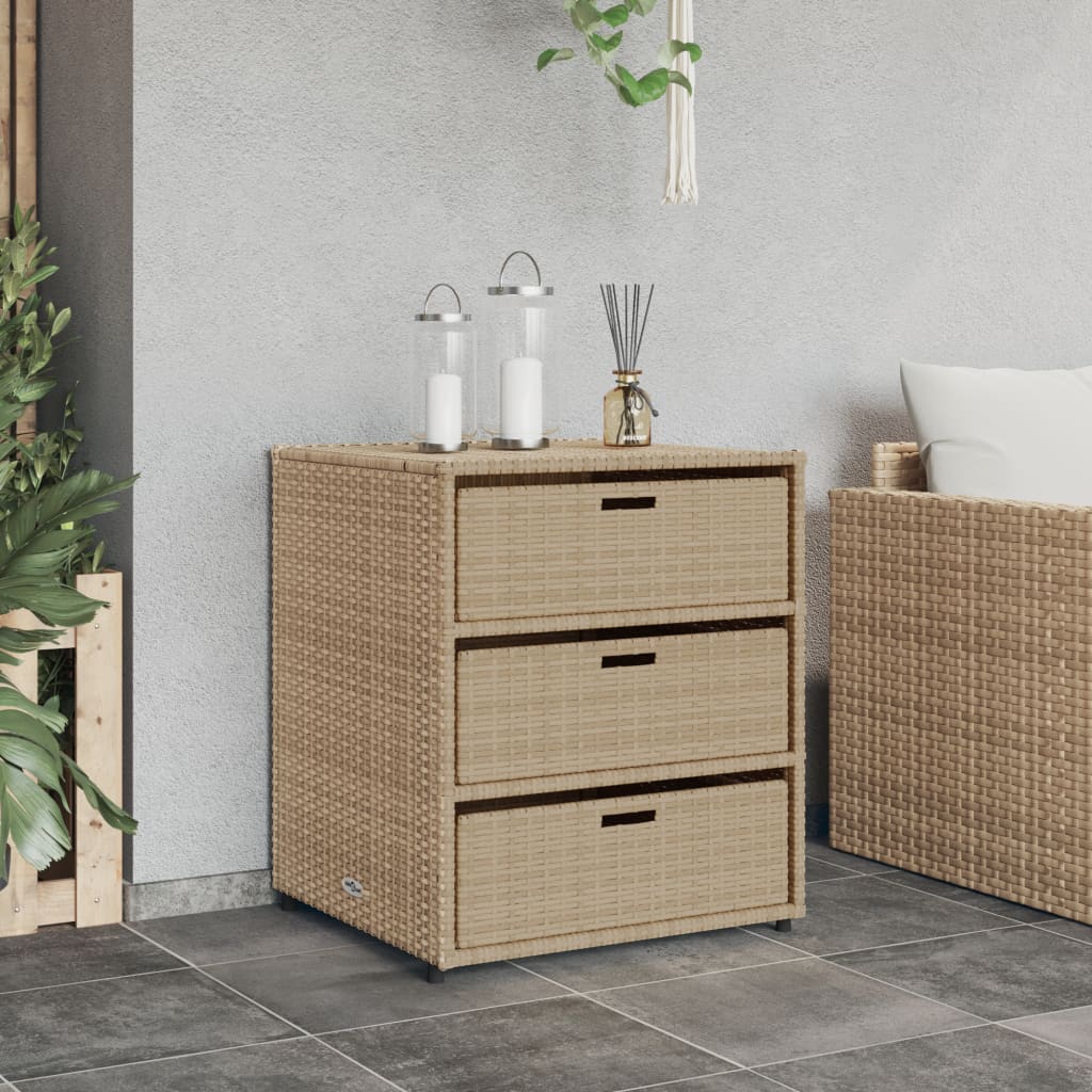 Gartenschrank Beige 55x59x69 cm Poly Rattan