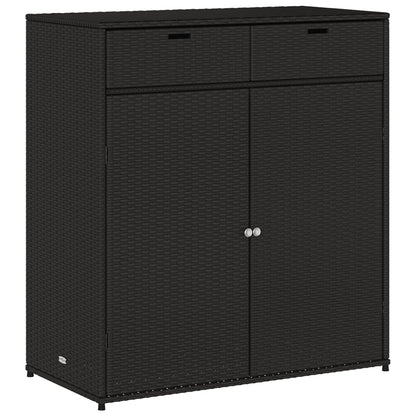 Gartenschrank Schwarz 105x55x113 cm Poly Rattan