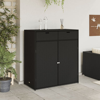 Gartenschrank Schwarz 105x55x113 cm Poly Rattan