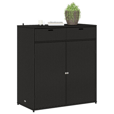 Gartenschrank Schwarz 105x55x113 cm Poly Rattan