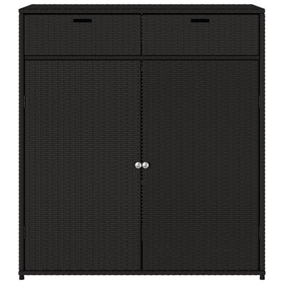 Gartenschrank Schwarz 105x55x113 cm Poly Rattan