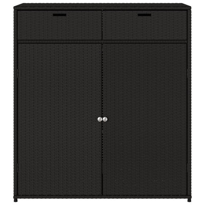 Gartenschrank Schwarz 105x55x113 cm Poly Rattan