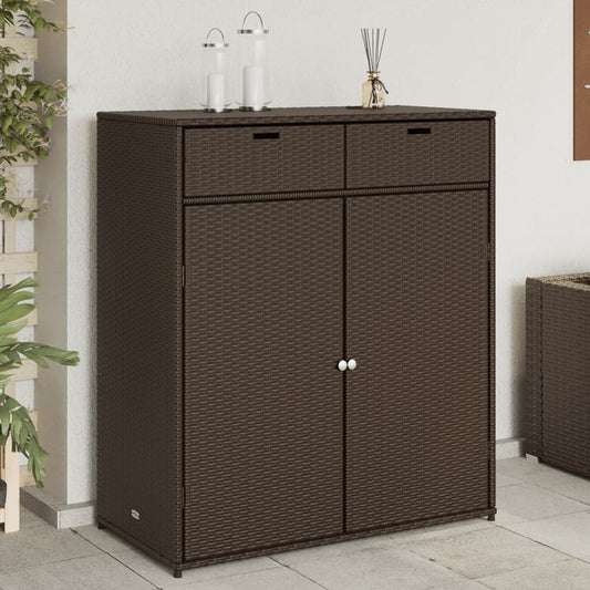 Gartenschrank Braun 105x55x113 cm Poly Rattan