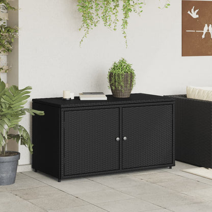 Gartenschrank Schwarz 110x55x60,5 cm Poly Rattan