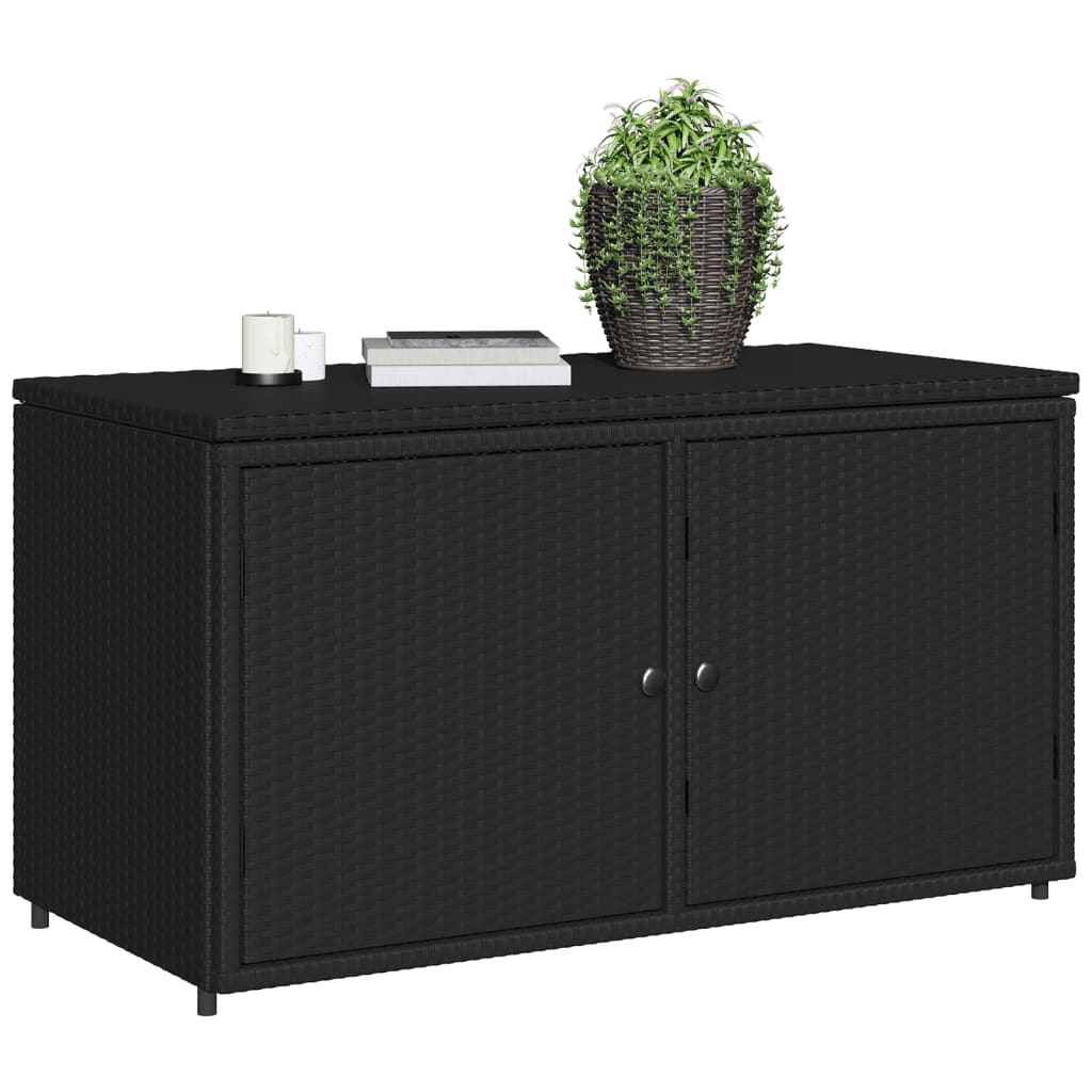 Gartenschrank Schwarz 110x55x60,5 cm Poly Rattan