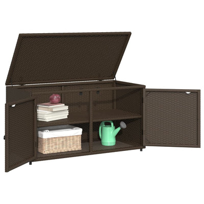 Gartenschrank Braun 110x55x60,5 cm Poly Rattan