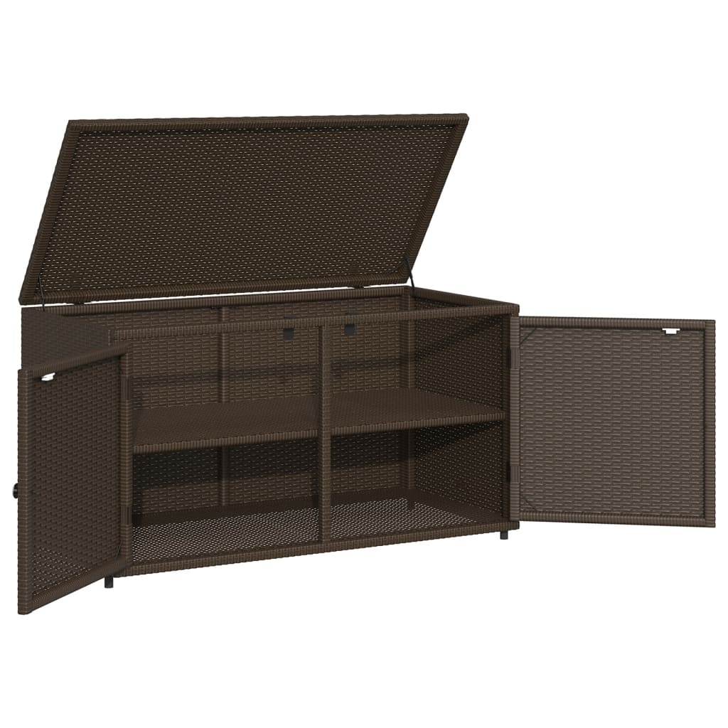 Gartenschrank Braun 110x55x60,5 cm Poly Rattan