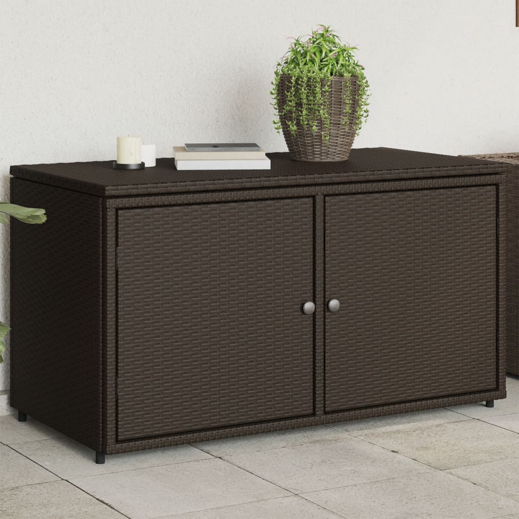 Gartenschrank Braun 110x55x60,5 cm Poly Rattan