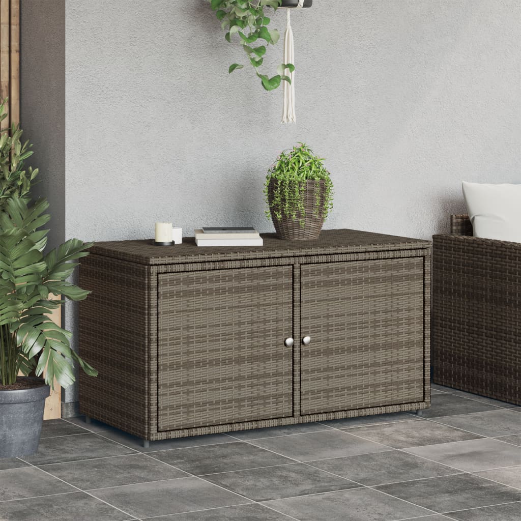 Gartenschrank Grau 110x55x60,5 cm Poly Rattan