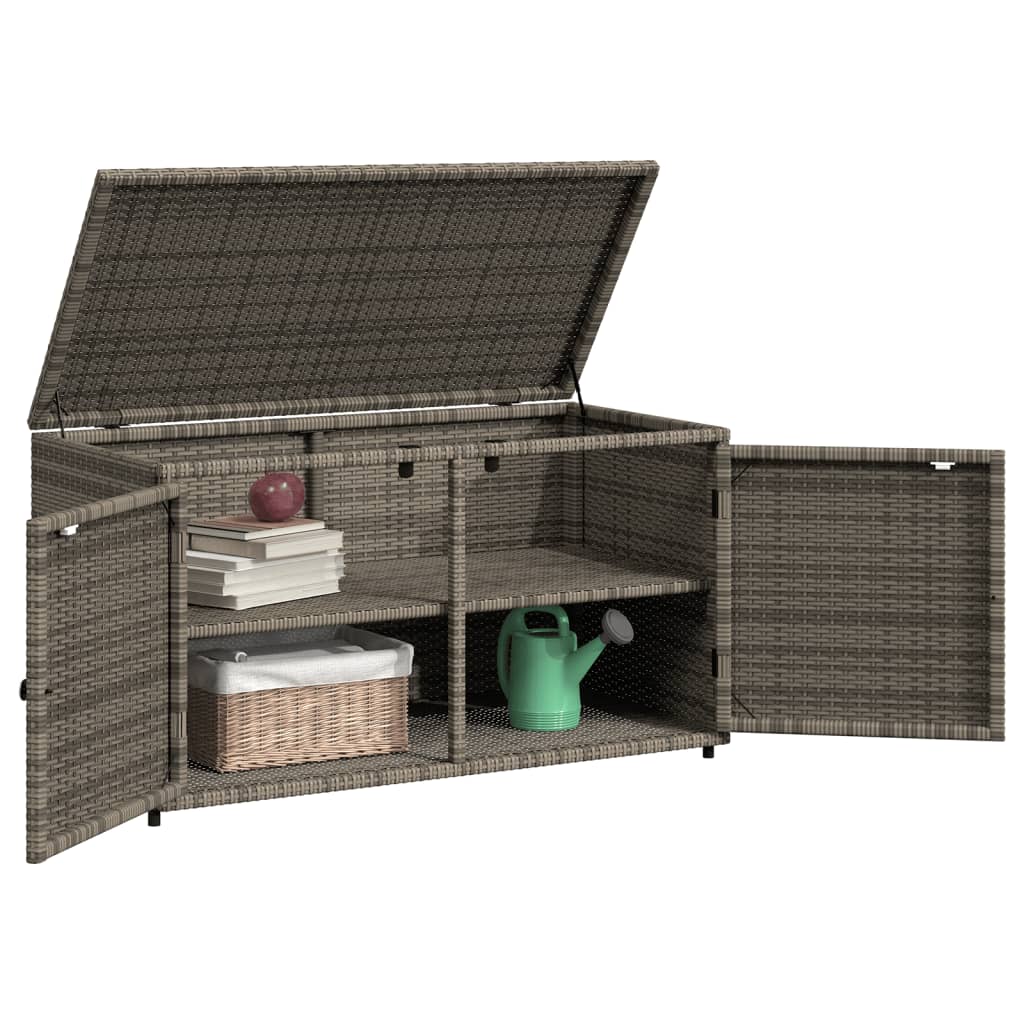 Gartenschrank Grau 110x55x60,5 cm Poly Rattan