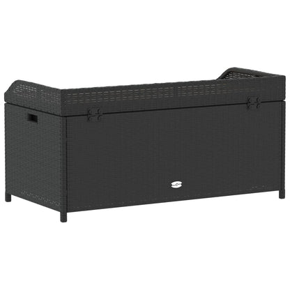 Bank mit Stauraum Schwarz 100x50x52 cm Poly Rattan Akazienholz