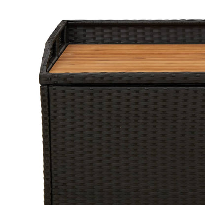 Bank mit Stauraum Schwarz 100x50x52 cm Poly Rattan Akazienholz