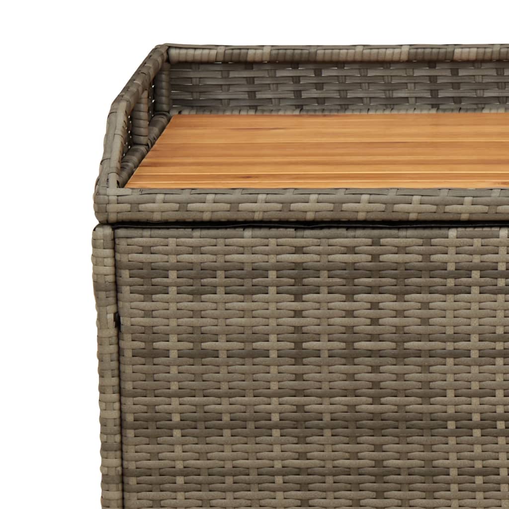 Bank mit Stauraum Grau 100x50x52 cm Poly Rattan Akazienholz