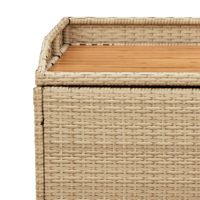 Bank mit Stauraum Beige 100x50x52 cm Poly Rattan Akazienholz