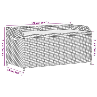 Bank mit Stauraum Beige 100x50x52 cm Poly Rattan Akazienholz