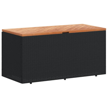 Gartentruhe Schwarz 110x50x54 cm Poly Rattan Akazienholz