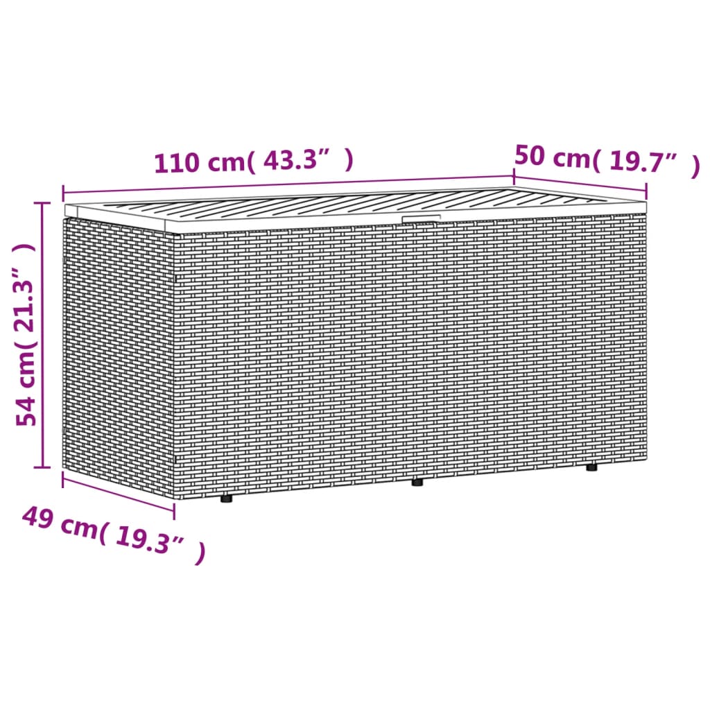 Gartentruhe Schwarz 110x50x54 cm Poly Rattan Akazienholz